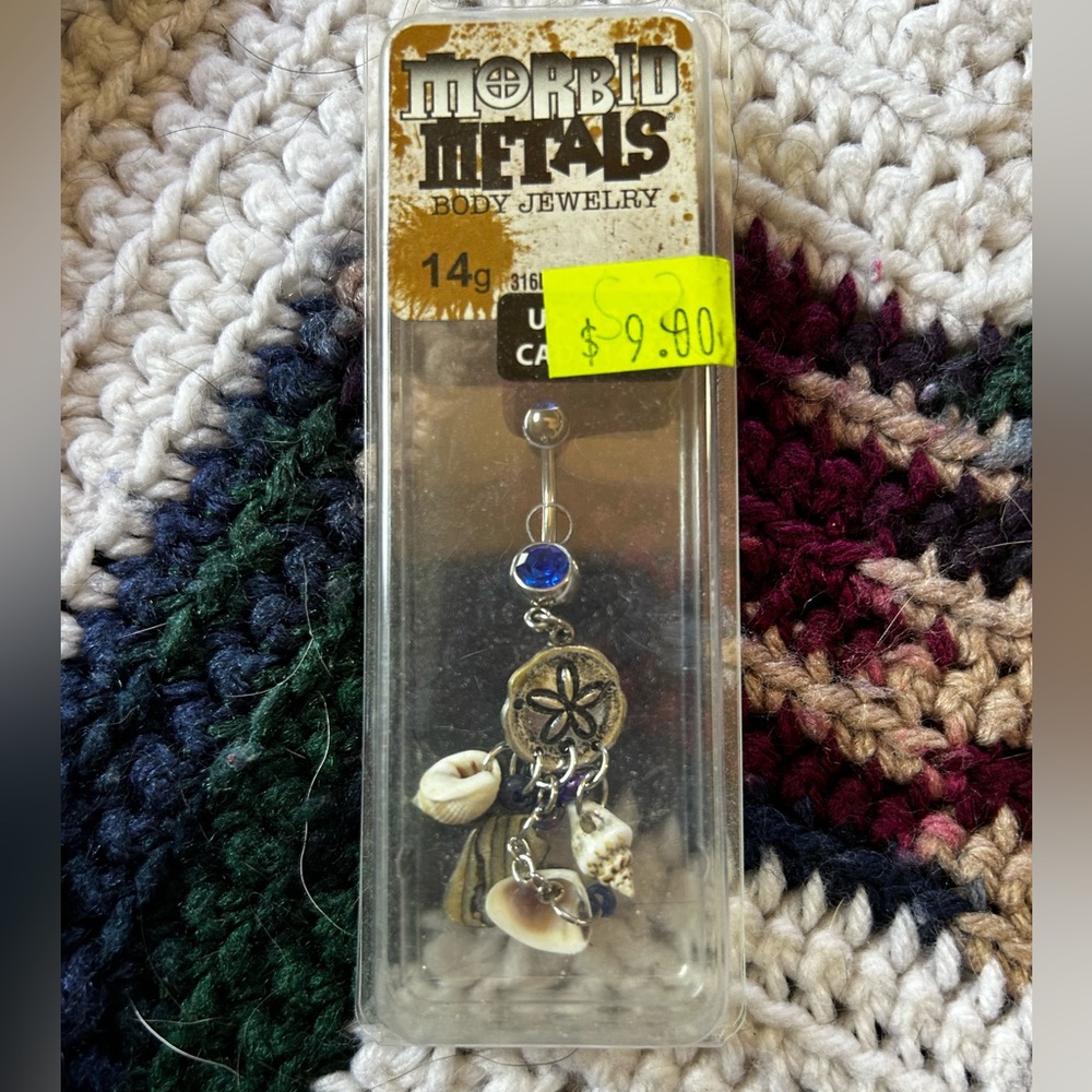 Dangling Sand Dollar & Beach Shell Belly Button Ring